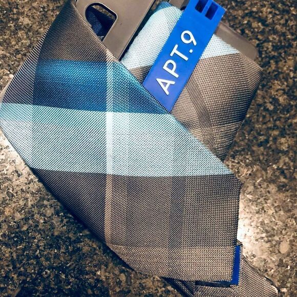Blue Gray Plaid Apt. 9 Men’s Dress Neck Tie - Picture 1 of 3